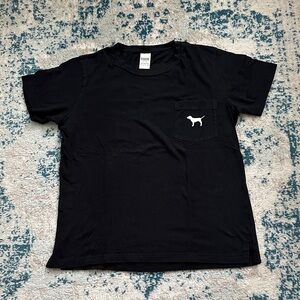 PINK Victoria's Secret Black Tee with Dog Logo medium